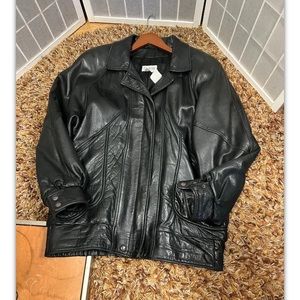 Caleche, Men’s, Jacket, Leather, Black, Size L.: